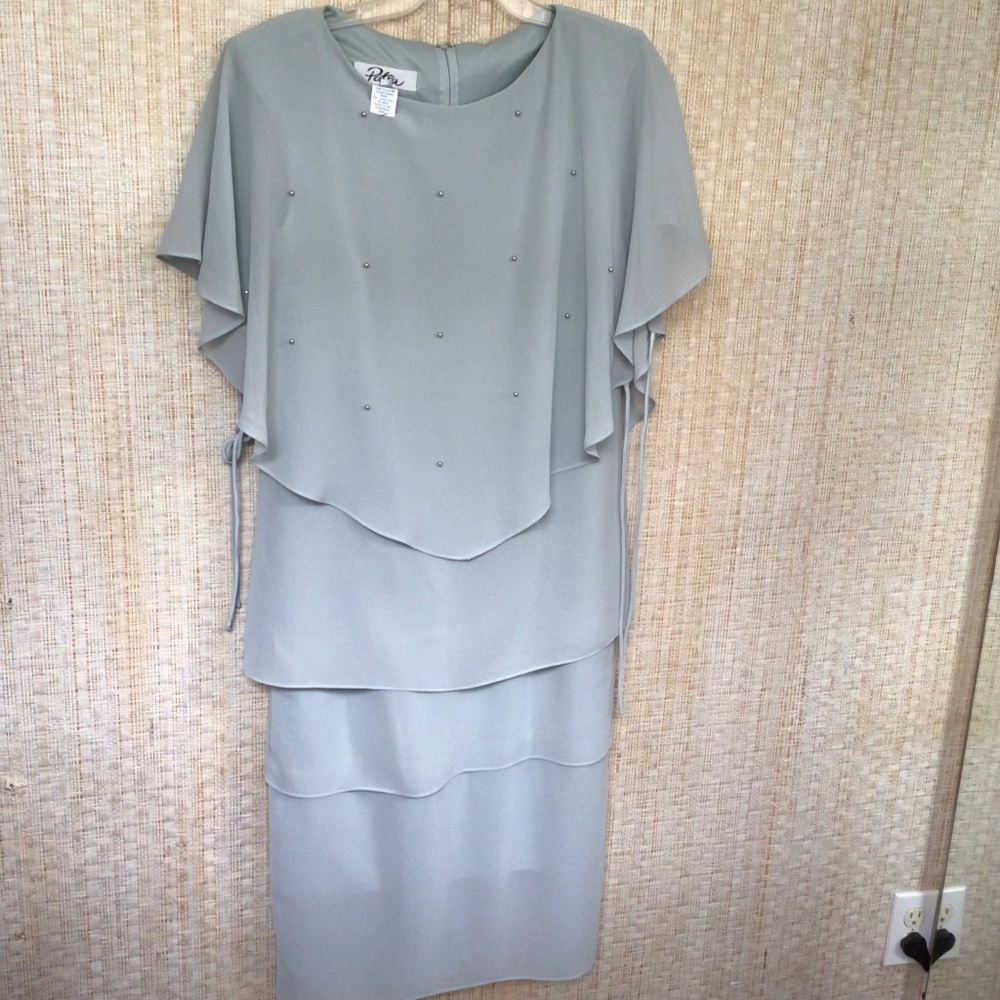 Powder blue dress with cape
